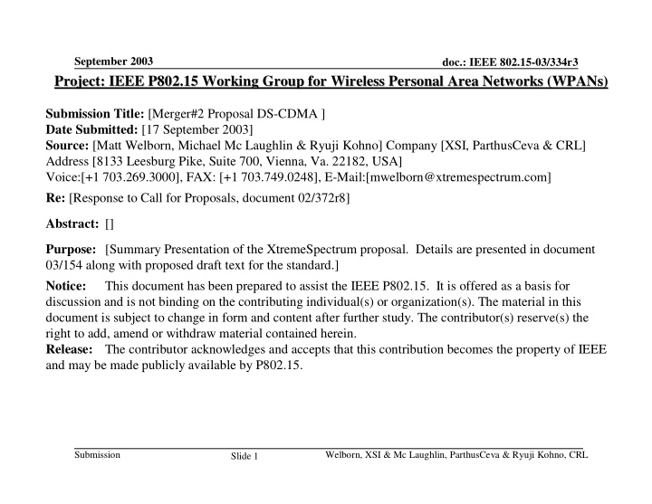 project ieee p802 15 working group for wireless personal