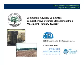 Commercial Advisory Committee Comprehensive Organics Management Plan Meeting #4  January 25,