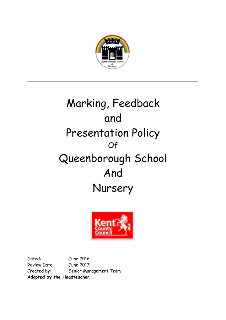 marking feedback and presentation policy