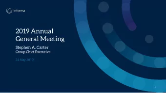 General Meeting  Stephen A. Carter  Group Chief Executive  24 May 2019  1  Disclaimer  This