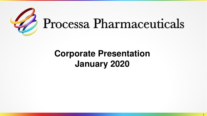 corporate presentation january 2020