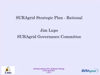 SURAgrid Strategic Plan - Rational  Jim Lupo  SURAgrid Governance Committee  SURAgrid Spring 2012