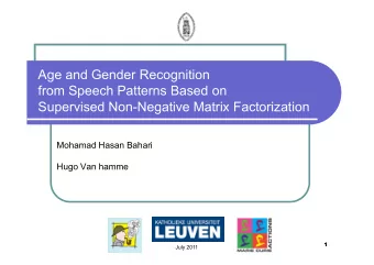 Age and Gender Recognition  from Speech Patterns Based on  Supervised NonNegative Matrix