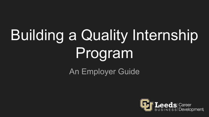 building a quality internship program