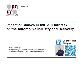 Impact of Chinas COVID-19 Outbreak  on the Automotive Industry and Recovery  Connect with