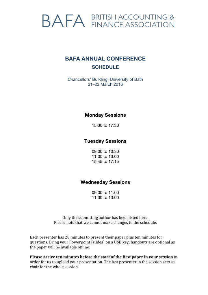 bafa annual conference