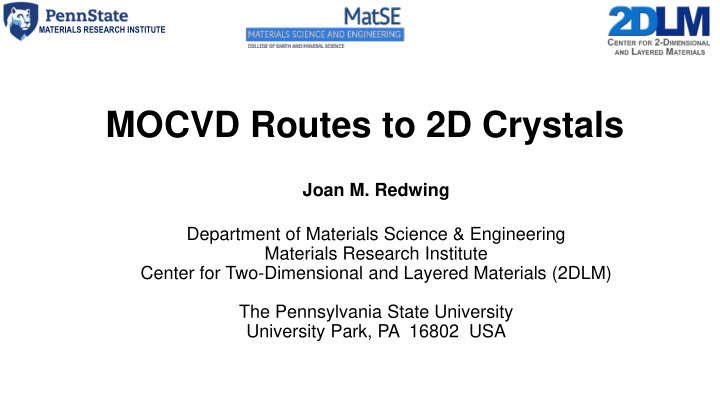mocvd routes to 2d crystals