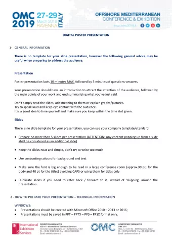 DIGITAL POSTER PRESENTATION 1- GENERAL INFORMATION  There is no template for your slide