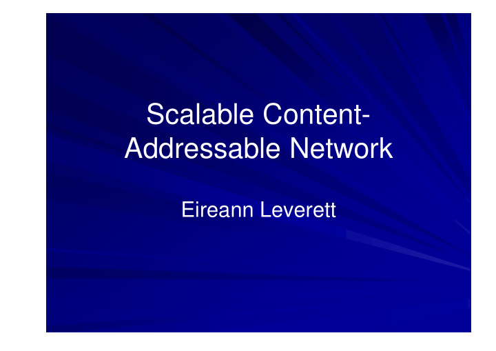 scalable content addressable network