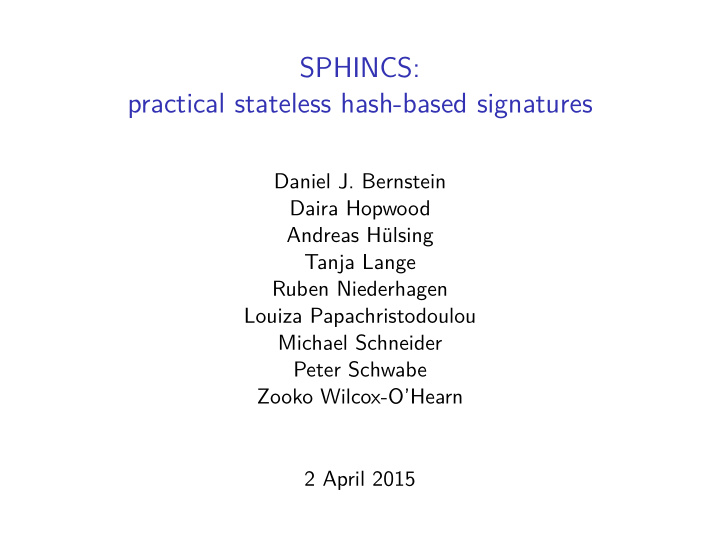 sphincs practical stateless hash based signatures