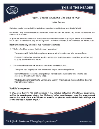 THIS IS THE HEADER  Why I Choose To Believe The Bible Is True   Voddie Baucham  Christians