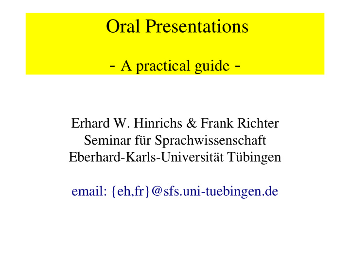 oral presentations a practical guide