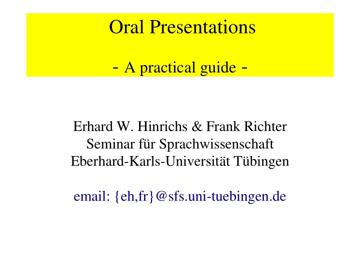 oral presentations a practical guide