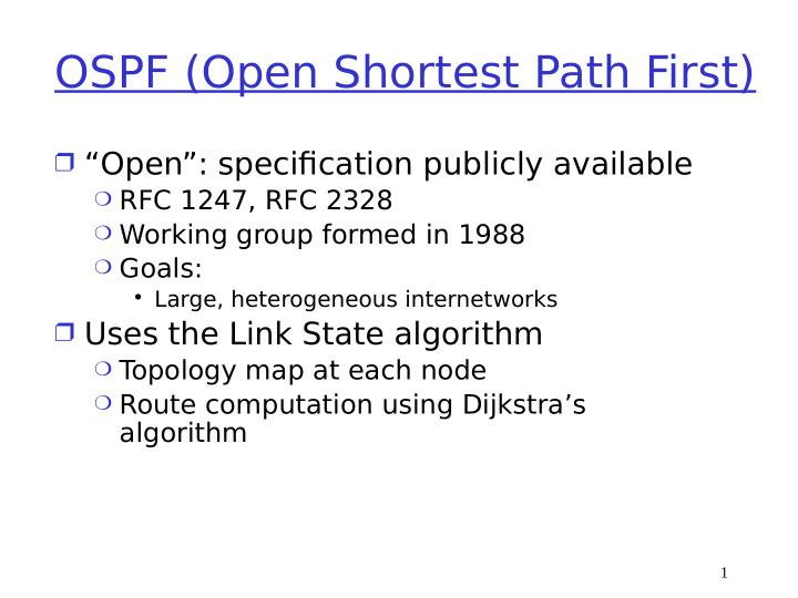 ospf open shortest path first