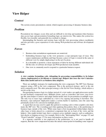 View Helper  Context  The system creates presentation content, which requires processing of dynamic