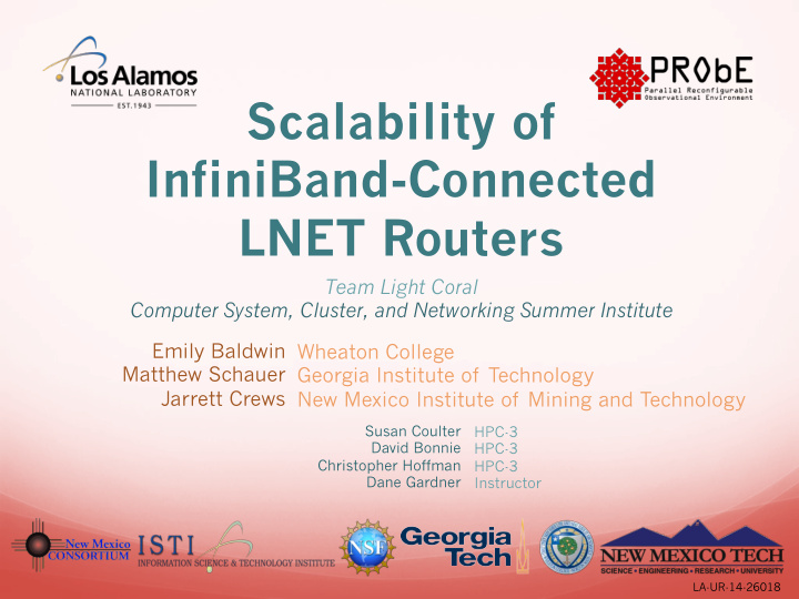 scalability of infiniband connected lnet routers