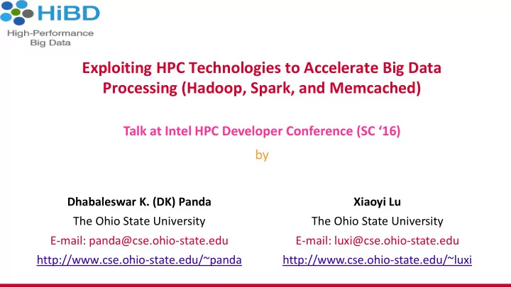 exploiting hpc technologies to accelerate big data