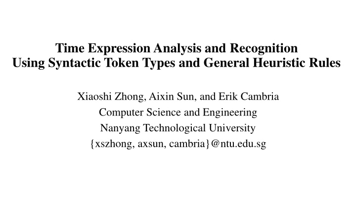 time expression analysis and recognition using syntactic