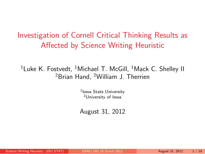 investigation of cornell critical thinking results as