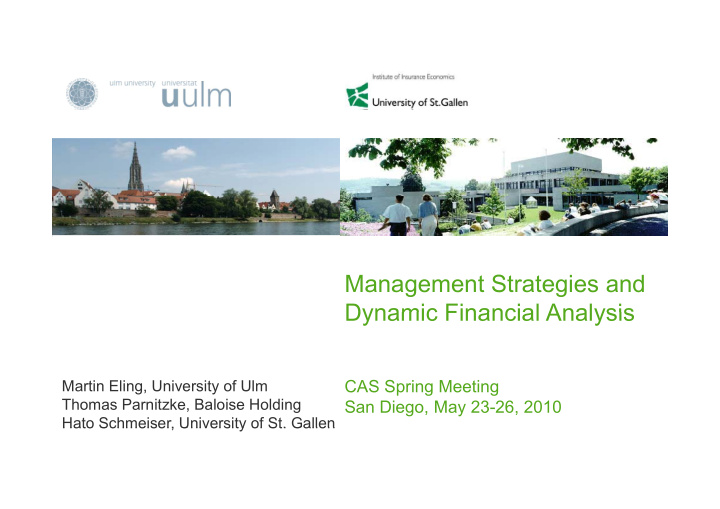 management strategies and dynamic financial analysis