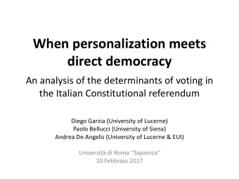 When personalization meets  direct democracy  An analysis of the determinants of voting in  the