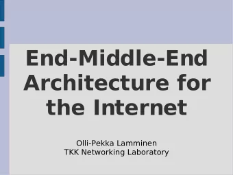 End-Middle-End  Architecture for  the Internet  Olli-Pekka Lamminen  TKK Networking Laboratory