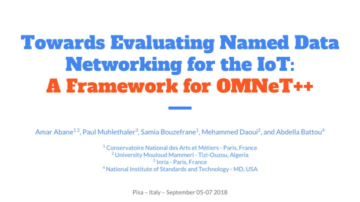 towards evaluating named data networking for the iot a