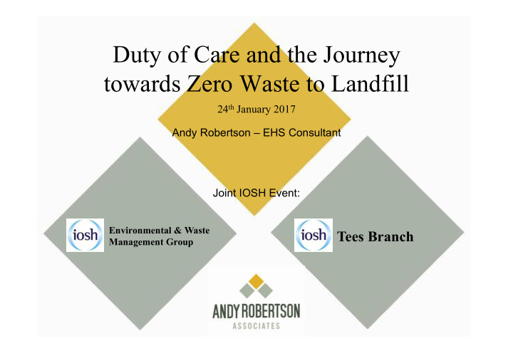 duty of care and the journey towards zero waste to