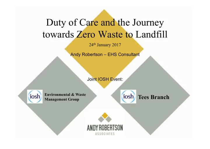 duty of care and the journey towards zero waste to