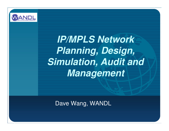 ip mpls network planning design simulation audit and