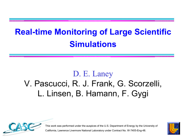 real time monitoring of large scientific simulations d e