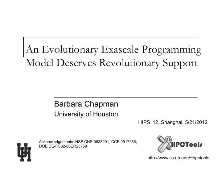 an evolutionary exascale programming model deserves