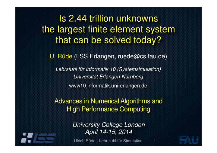 is 2 44 trillion unknowns the largest finite element