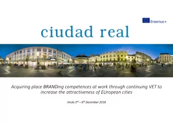 Acquiring place BRANDing competences at work through continuing VET to  increase the attractiveness