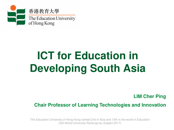 ict for education in developing south asia