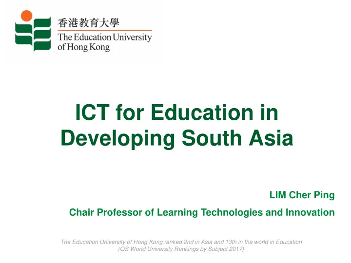 ict for education in developing south asia
