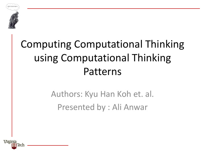 computing computational thinking using computational