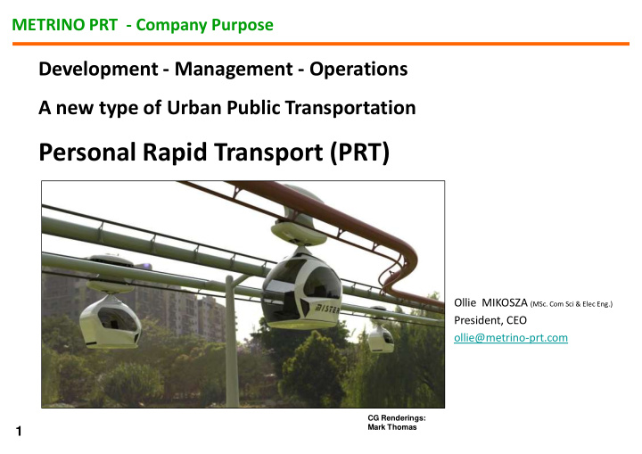 personal rapid transport prt