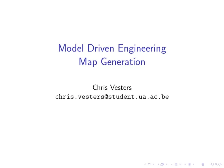 model driven engineering map generation