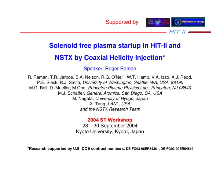solenoid free plasma startup in hit ii and nstx by