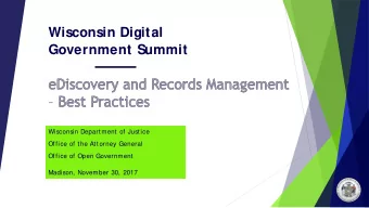 Wisconsin Digital  Government Summit  Wisconsin Department of Justice  Office of the Attorney