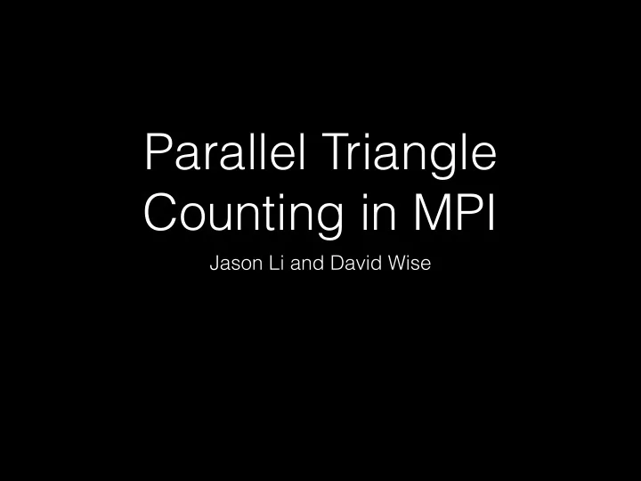 parallel triangle counting in mpi