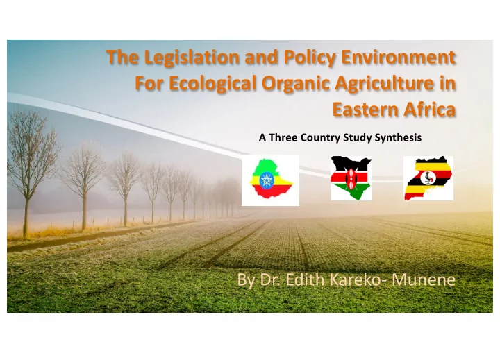 the legislation and policy environment for ecological