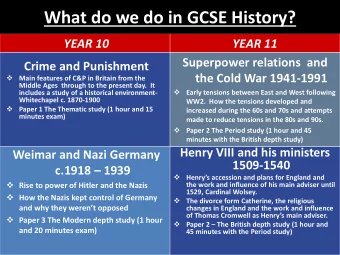 What do we do in GCSE History?  YEAR 10  YEAR 11  Superpower relations  and  Crime and Punishment