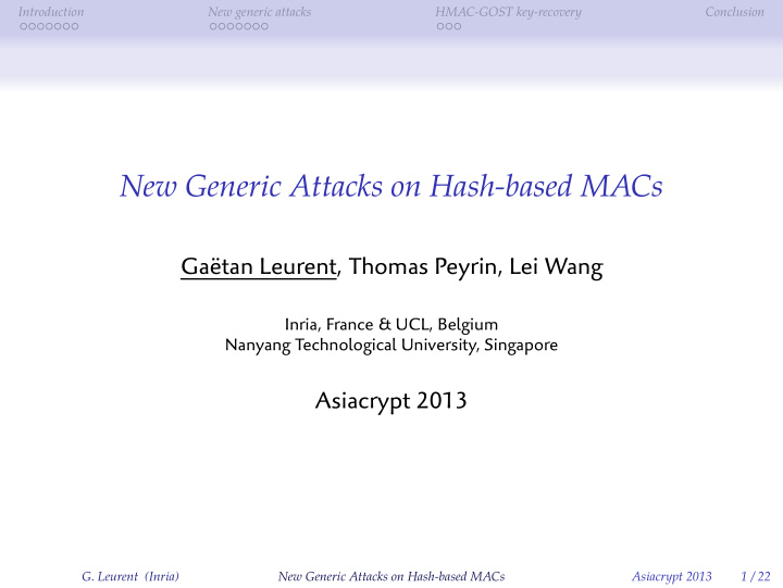 new generic attacks on hash based macs