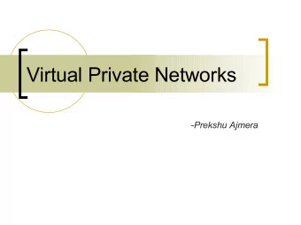 Virtual Private Networks  -Prekshu Ajmera  Virtual Private Network  Internet runs on public