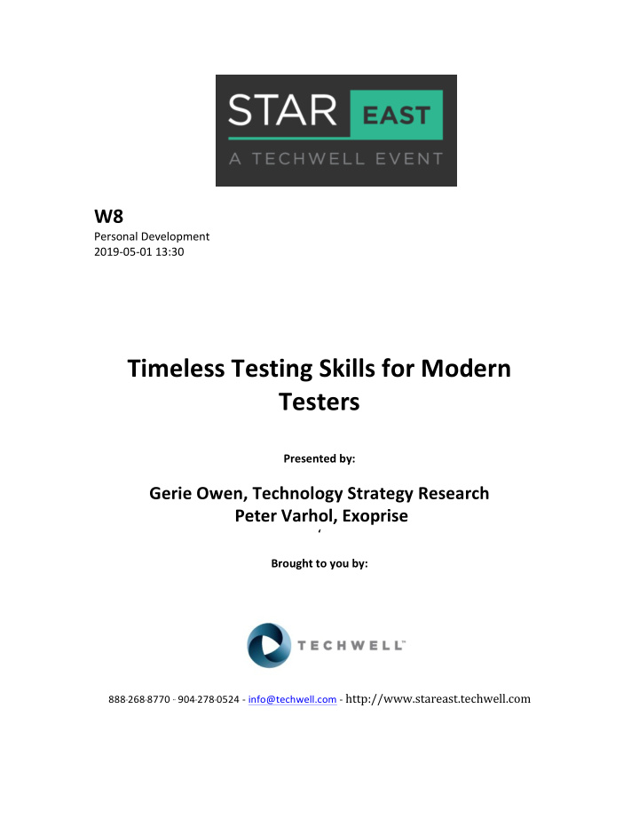 timeless testing skills for modern testers