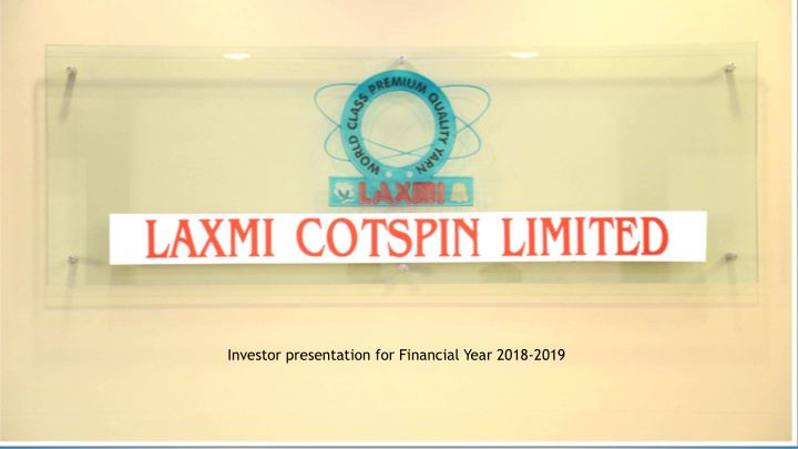 investor presentation for financial year 2018 2019