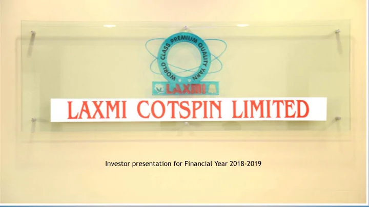 investor presentation for financial year 2018 2019