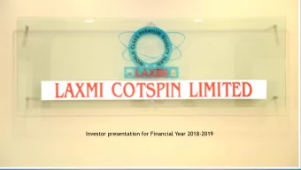 Investor presentation for Financial Year 2018-2019  Investor Presentation  June| 2019  SAFE HARBOR